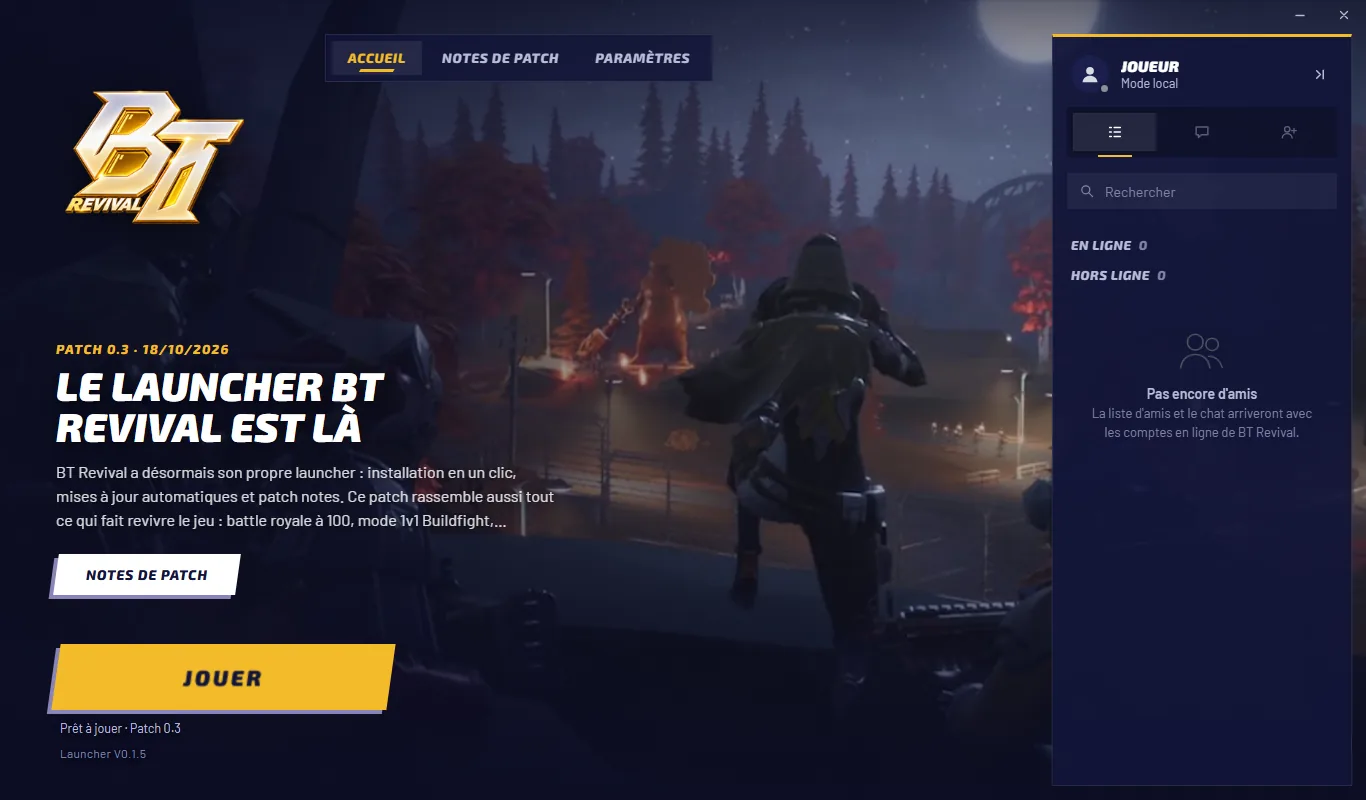 Le launcher BT Revival prêt à jouer